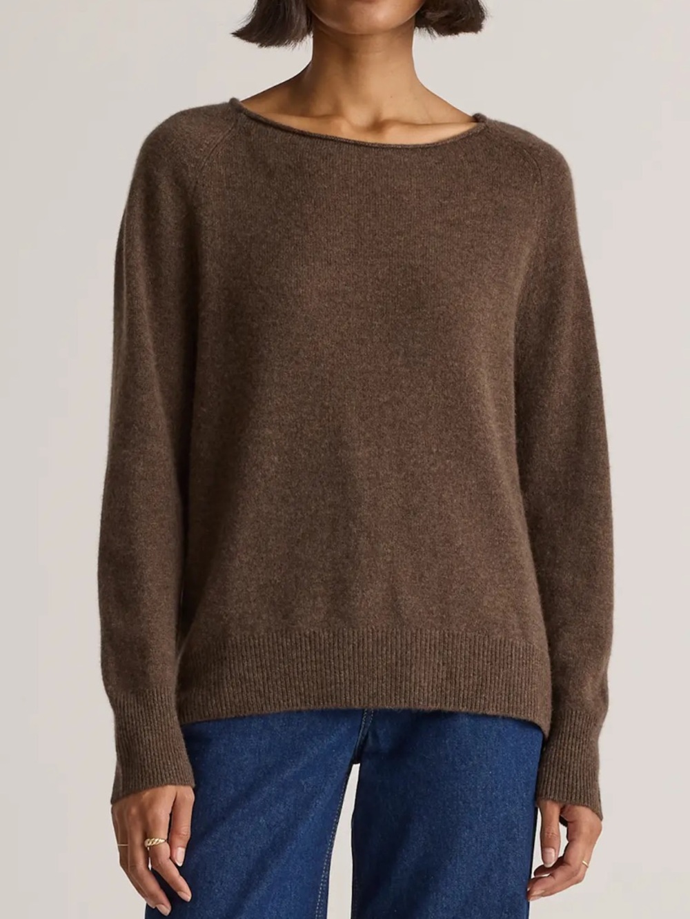 Quince 100% Mongolian Cashmere Relaxed Boatneck Sweater Brown Size Large - Picture 15 of 15